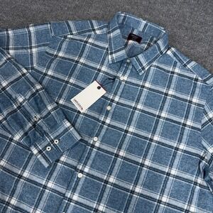 UNTUCKit Shirt Mens 2XL Blue Plaid Salentino Relaxed Fit Cotton Flannel NEW